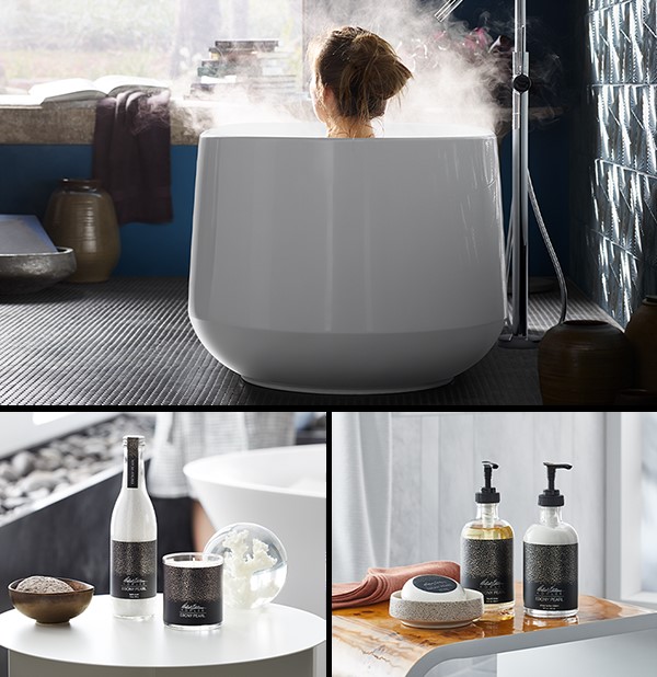 Freestanding bathtub with aromatic accessories